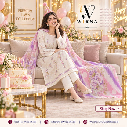 Wirsa Regular Karandi Collection with Chiffon Dupatta - Design 2 available on discounted price wirsa fabric