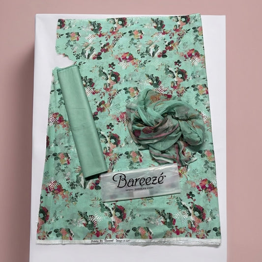 Bareeze original unstitched embroidered cotton suit at Wirsa Fabric