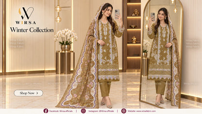 Wirsa Regular Karandi Collection with Chiffon Dupatta - Design 6