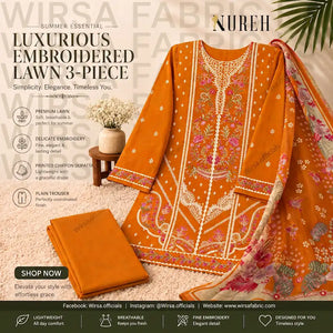 Nureh Riaz Arts Luxury Embroidered 3pc - Design 33