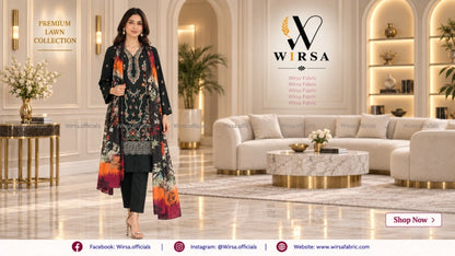 Wirsa Regular Karandi Collection with Chiffon Dupatta - Design 3
