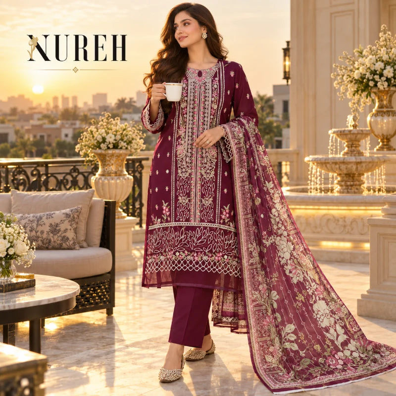 Nureh Karandi Embroidered Suite Design 14