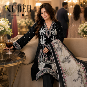 Nureh Riaz Arts Luxury Embroidered 3pc - Design 25