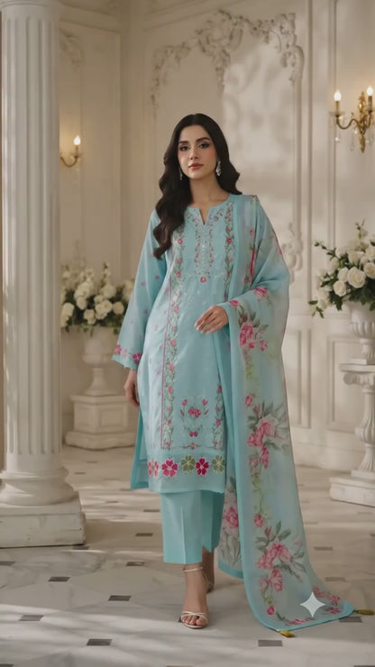 Nureh Riaz Arts Luxury Embroidered 3pc - Design 13