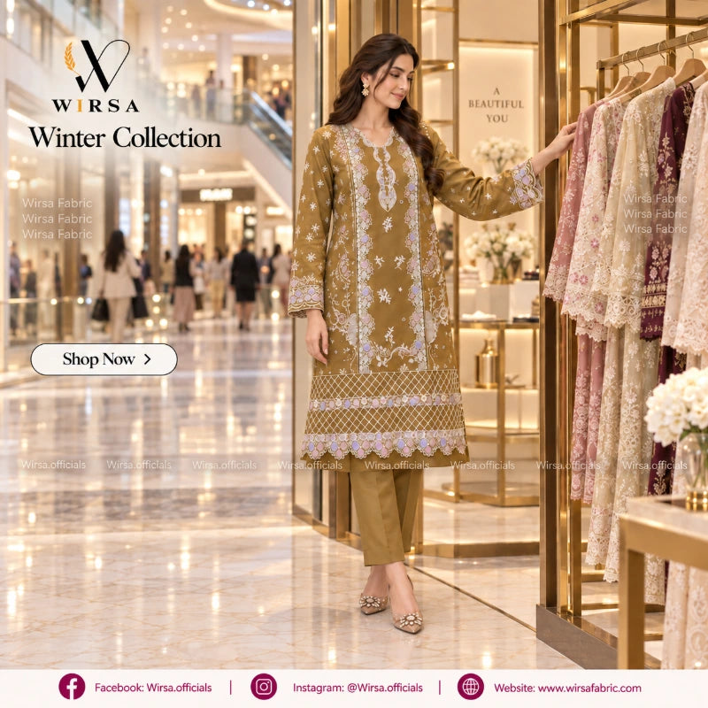 Wirsa Regular Karandi Collection with Chiffon Dupatta - Design 6